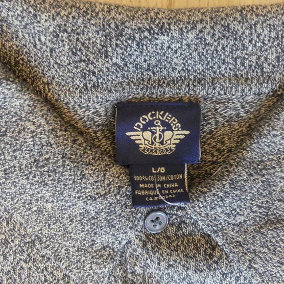 Dockers Vintage Grey Large Long Sleeve Polo - Picture 2 of 3